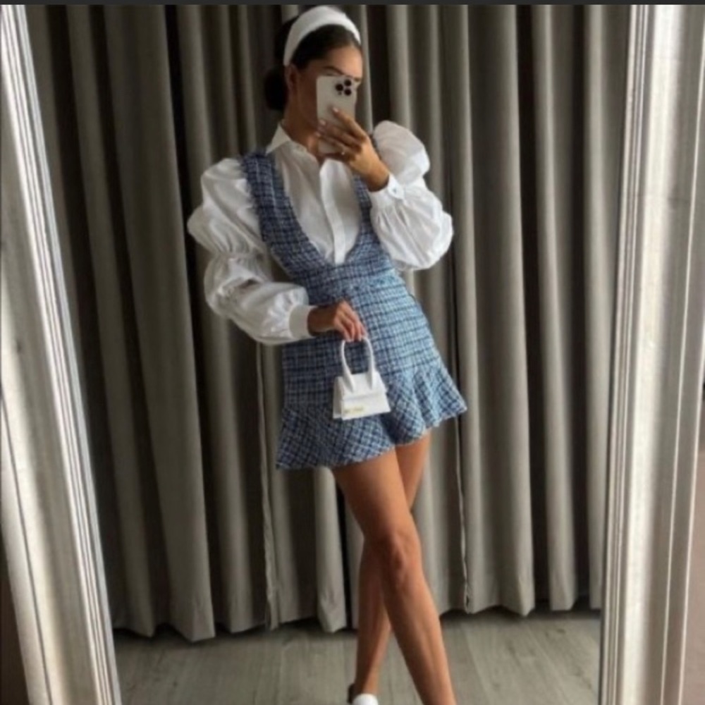 Zara Texture Pinafore Dress
